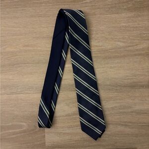 Tommy Hilfiger Navy, Green and Gray Striped Silk Tie